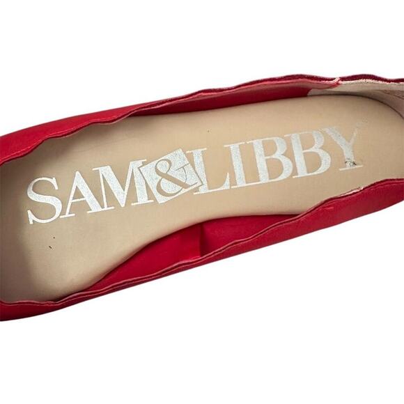 Sam & Libby Women's Red Scalloped Ballet Flats Size 8.5 Casual Shoes - Picture 8 of 9